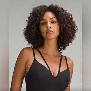 Lululemon Like a Cloud Strappy Longline Ribbed Bra *Light Support B/C Black Sz 6